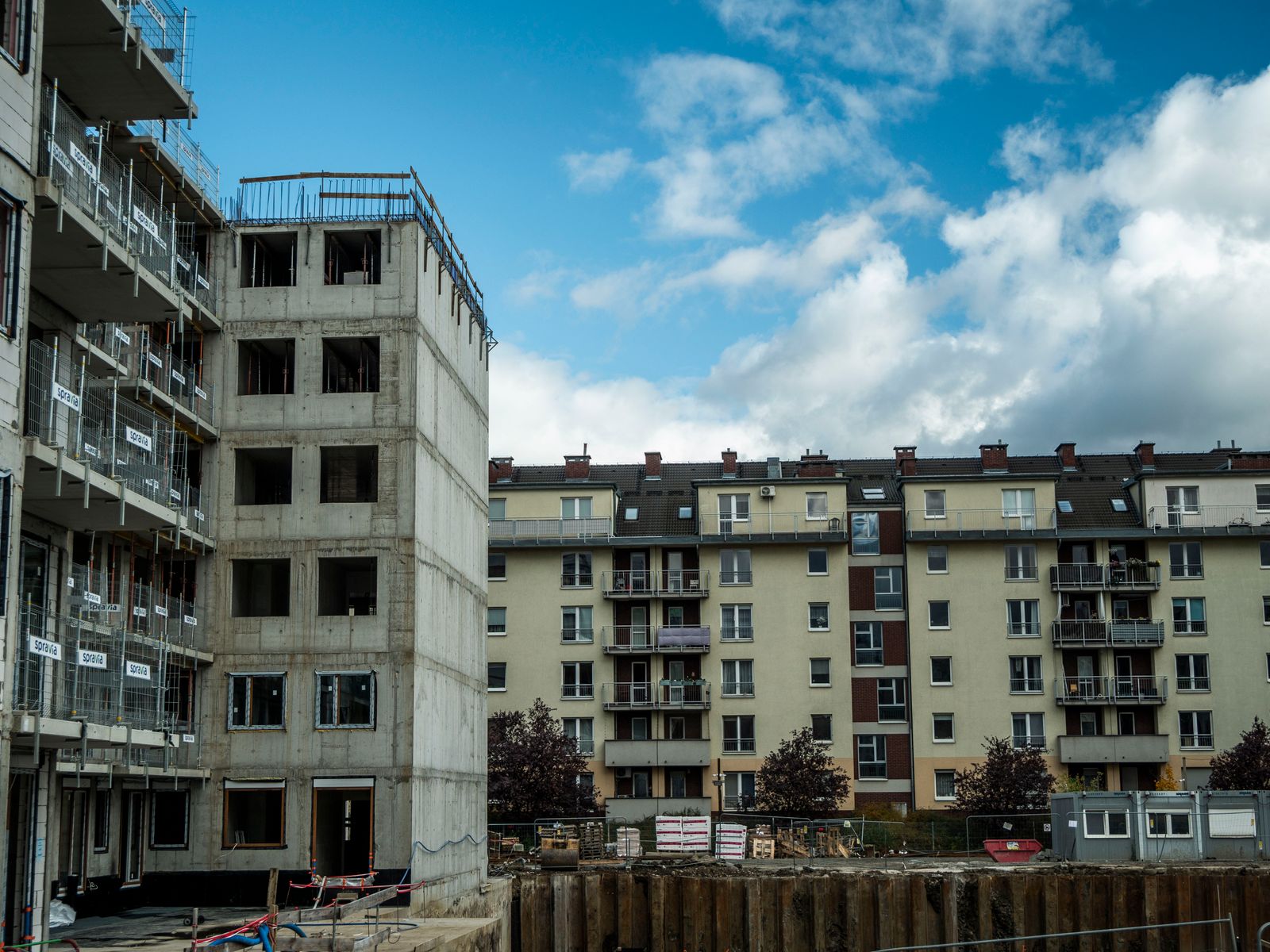 Multi-storey residential buildings under construction